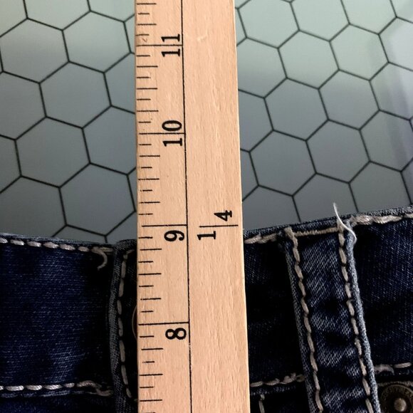 Seven7 Slimboot Jeans Womens 8 Distressed Whisker Front Thick Stitch Embroidered - Picture 7 of 13